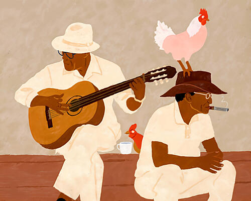 Relaxed Cuban Musicians Animaux reproduction
