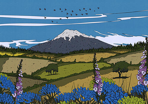 Vibrant Mountain Landscape Art Print