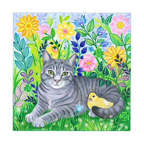 Cat and Duckling Friends Animaux reproduction