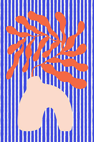 Vibrant Striped Botany Art Print