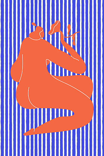 Serene Woman with Flower Art abstrait reproduction
