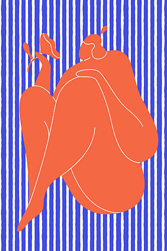 Relaxed Woman with Flower Art abstrait reproduction