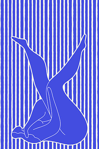 Blue Striped Pose Art abstrait reproduction