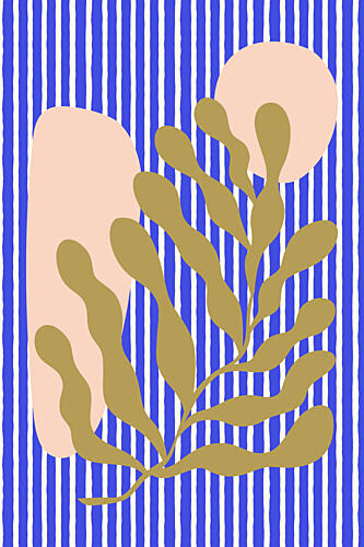 Blue Stripe Botanical Art abstrait reproduction