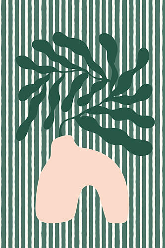 Modern Botanical Stripes Art abstrait reproduction