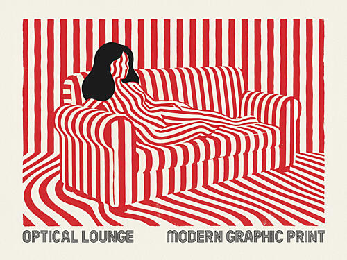 Optical Stripe Lounge Art Print