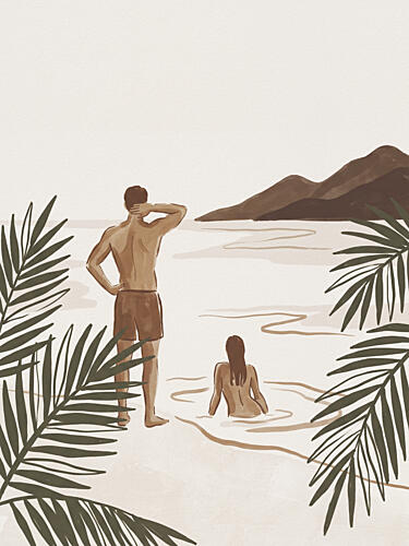 Couple on Tropical Beach Océan reproduction