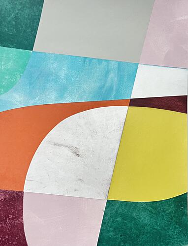 Curved Color Blocks Art Print by Ellen Greup