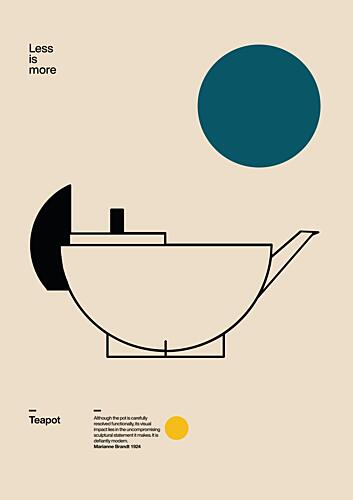 Sleek Bauhaus Teapot Art Print by David Vineis