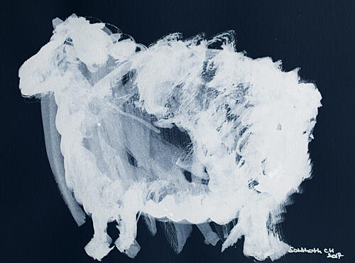 Abstract White Sheep Art Print by Santhosh ch