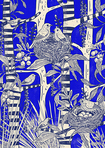 Vibrant Blue Forest Birds Animaux reproduction