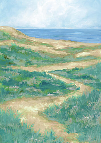 Serene Coastal Path Plage reproduction