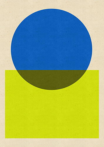 Modern Blue Yellow Forms Géométrique reproduction