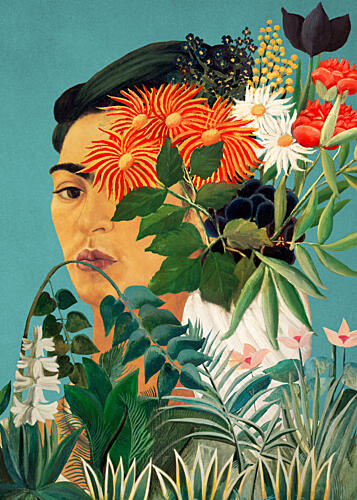 Frida in Henris Garden Surréaliste reproduction