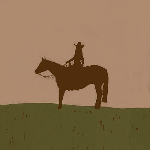 Lone Cowgirl Silhouette Art Print