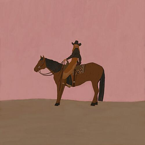 Pink Sky Cowgirl Art Print