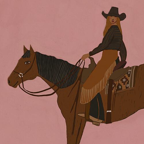 Pink Western Rider Art Print