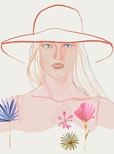 Serene Woman Summer Hat Mode reproduction