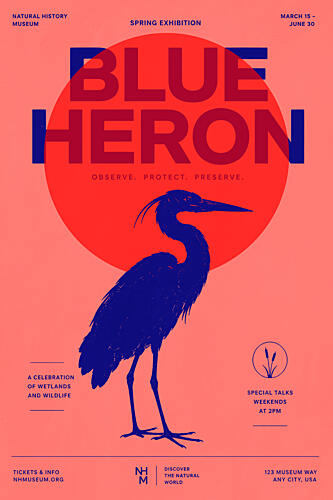 Vibrant Blue Heron Animaux reproduction