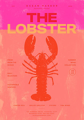 Vibrant Lobster Graphic Art Print