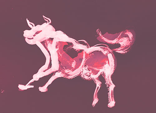 Crimson Bull Spirit Art Print by Santhosh ch