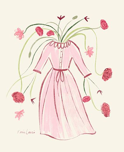 Blooming Pink Dress Art Print by Karin Lauria