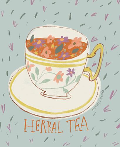 Floral Herbal Tea Art Print by Karin Lauria