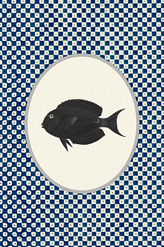 Dark Fish Indigo Pattern Art Print