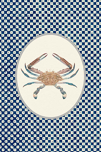 Blue Crab Japanese Pattern Art japonais reproduction