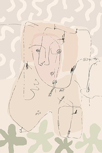 Organic Line Faces Art abstrait reproduction