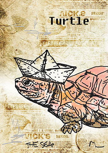 Turtles Paper Boat Art Print
