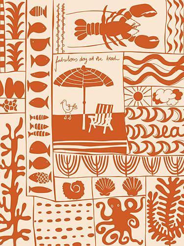 Summer Beach Collage Plage reproduction