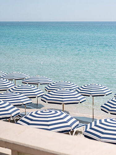 Striped Umbrellas Beach Day Art Print