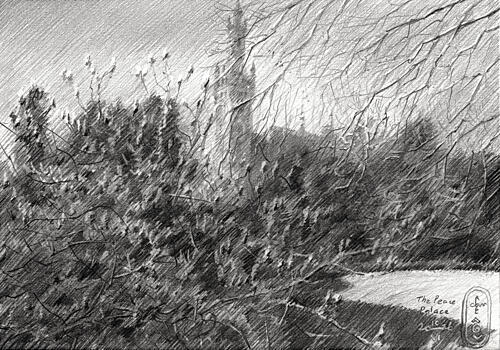 Peace Palace Pencil Sketch Toile murale reproduction