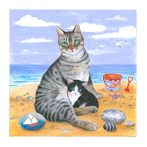 Summer Beach Cats Art Print