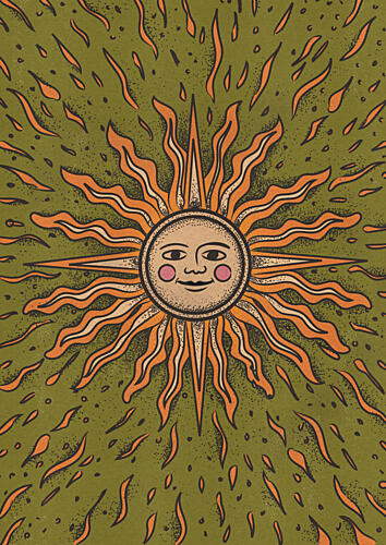 Groovy Sun Face Nature reproduction
