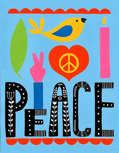 Bright Peace Message Art Print by Sara Coulter