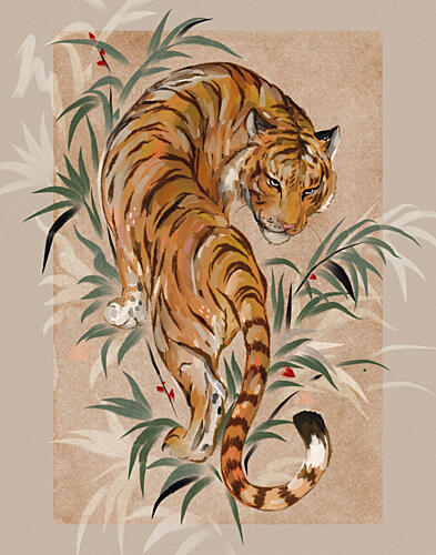 Majestic Tiger in Bamboo Animaux reproduction