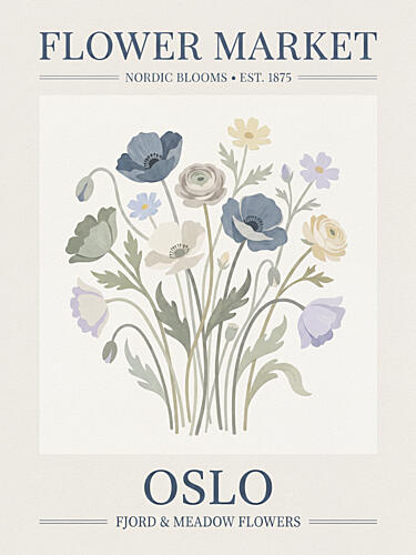 Oslo Flower Market Art Print