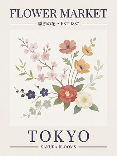 Tokyo Flower Market Art nouveau reproduction