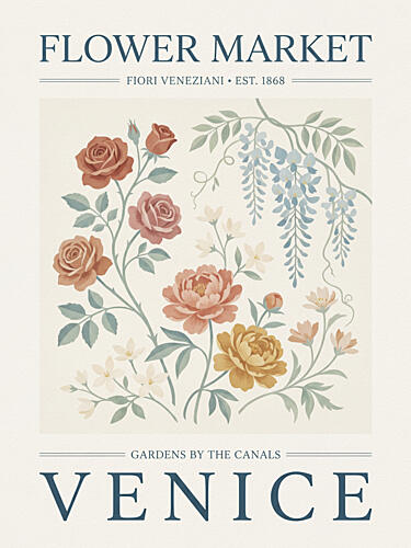 Venice Flower Market Art nouveau reproduction