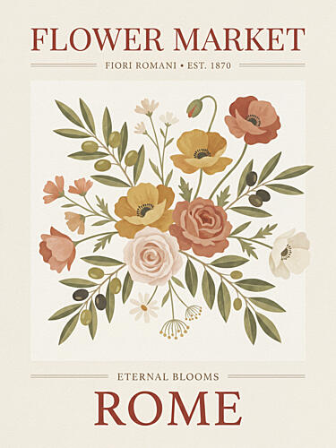 Rome Flower Market Art nouveau reproduction