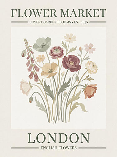 London Flower Market Blooms Art Print