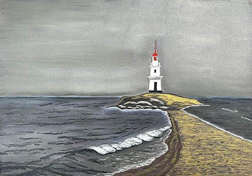 Lighthouse on Coastal Path Océan reproduction