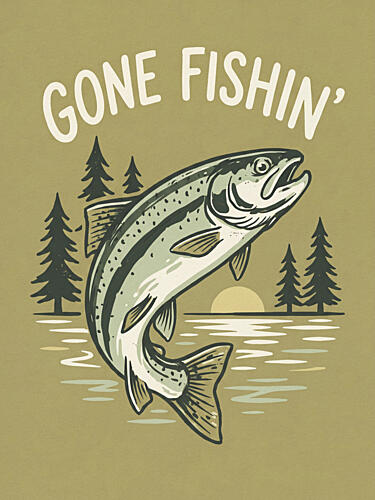 Gone Fishin Lake Scene Montagne reproduction