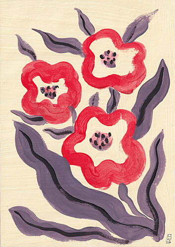 Stylized Red Flowers Art Print by Catalina Somolinos