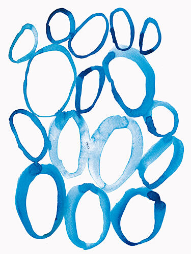 Blue Watercolor Circles Art Print by Catalina Somolinos