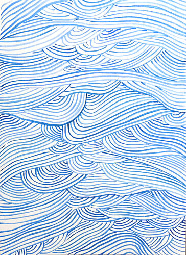 Blue Wave Pattern Art Print by Elizabeth C