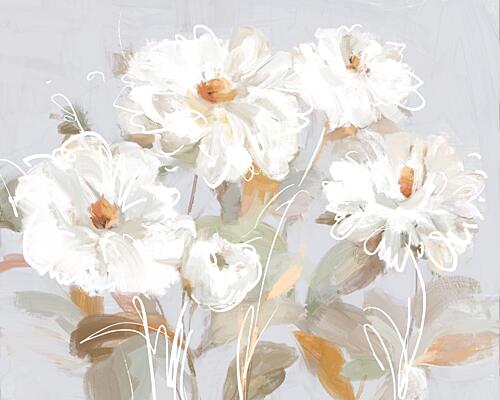 Abstract White Flowers Art Print by Julia Cheney