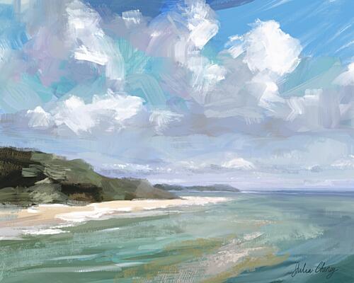 Peaceful Beach Scene Art Print by Julia Cheney